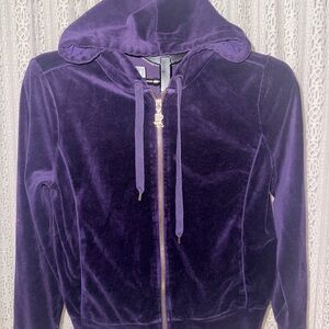 Lauren Ralph Lauren Purple Velour Hoodie Track Suit Jacket